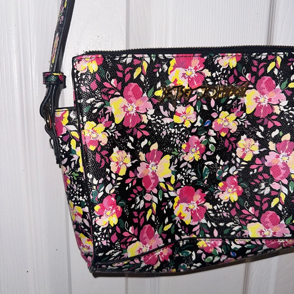 Betsey Johnson Floral Crossbody Bag - Black, Pink, and Yellow